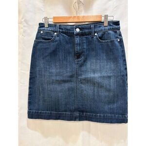 Talbots Womens Dark Wash Denim Mini Skirt Size 4 Stretch Indigo Blue